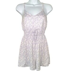Hollister Purple Floral Flower Romper Jumpsuit Women's Size XS Knit Flowy Fairy
